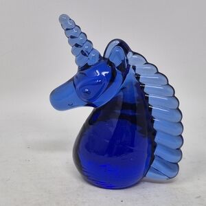 Blue Glass Unicorn Figurine